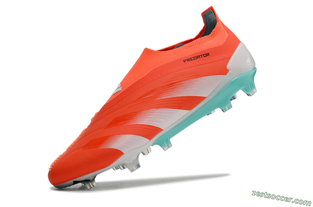 Adidas Predator+ Elite Laceless FG Low-Tops Soccer Cleats - Red/White/Jade 5