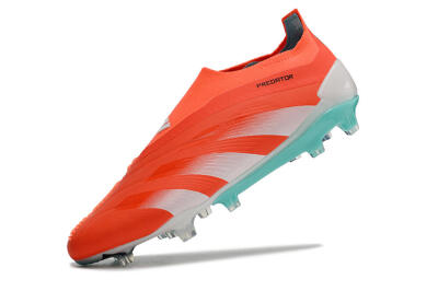 Adidas Predator+ Elite Laceless FG Low-Tops Soccer Cleats - Red/White/Jade