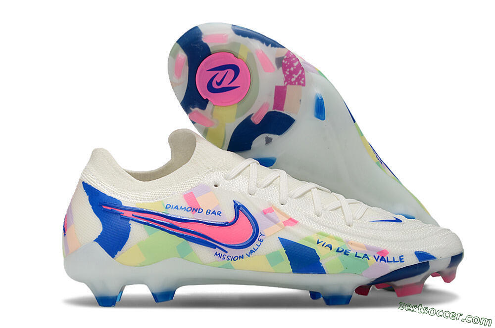 Nike Phantom Luna Elite NU FG Low-Tops Soccer Cleats - Beige/Blue/Yellow/Pink 0