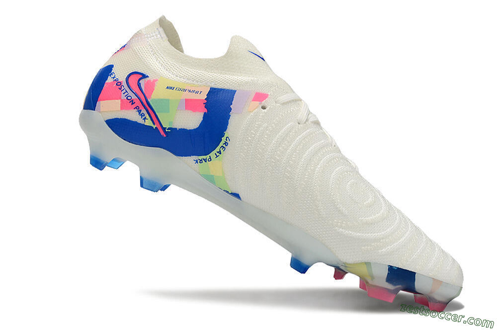 Nike Phantom Luna Elite NU FG Low-Tops Soccer Cleats - Beige/Blue/Yellow/Pink 4