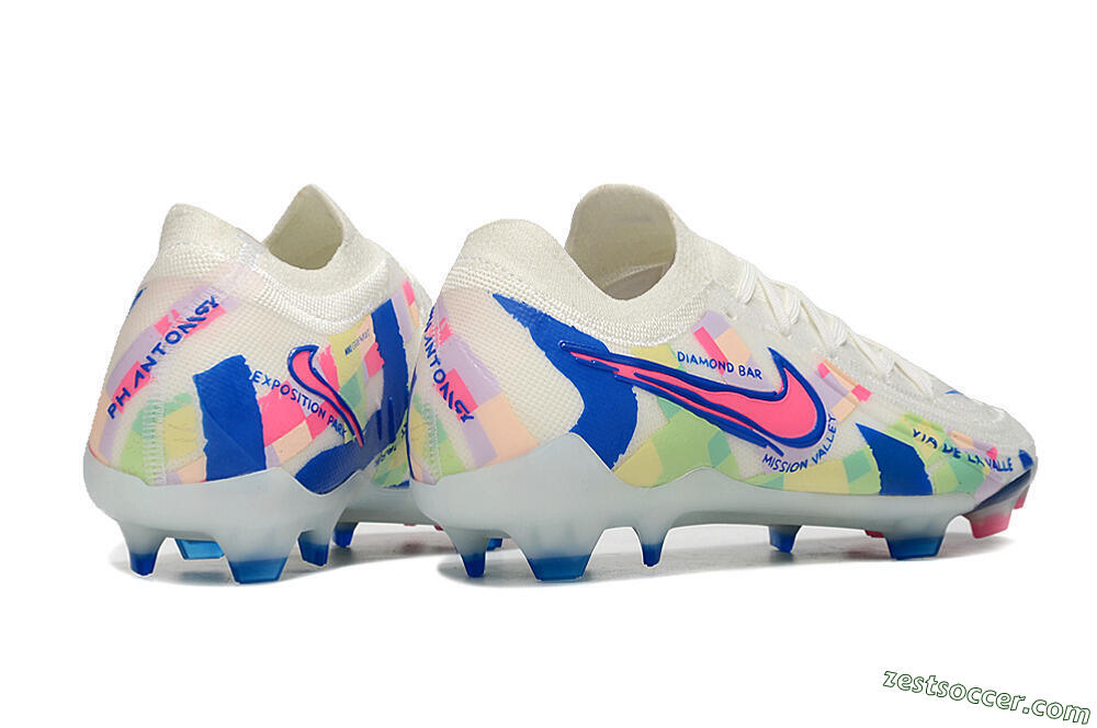 Nike Phantom Luna Elite NU FG Low-Tops Soccer Cleats - Beige/Blue/Yellow/Pink 6
