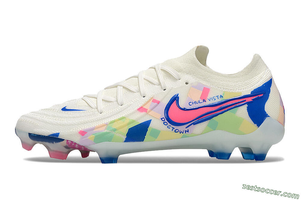 Nike Phantom Luna Elite NU FG Low-Tops Soccer Cleats - Beige/Blue/Yellow/Pink 2
