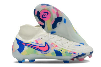 Nike Phantom Luna Elite NU FG High-Tops Soccer Cleats - Beige/Blue/Yellow/Pink
