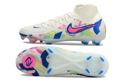 Nike Phantom Luna Elite NU FG High-Tops Soccer Cleats - Beige/Blue/Yellow/Pink