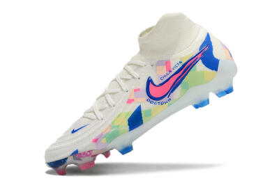 Nike Phantom Luna Elite NU FG High-Tops Soccer Cleats - Beige/Blue/Yellow/Pink