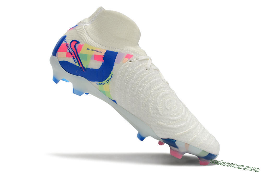 Nike Phantom Luna Elite NU FG High-Tops Soccer Cleats - Beige/Blue/Yellow/Pink 4