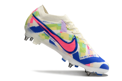 Nike Air Zoom Mercurial Vapor 15 Elite SG Low-Tops Soccer Cleats - Beige/Blue/Yellow/Pink