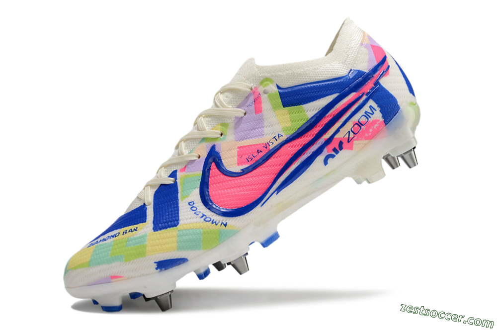 Nike Air Zoom Mercurial Vapor 15 Elite SG Low-Tops Soccer Cleats - Beige/Blue/Yellow/Pink 5