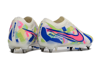 Nike Air Zoom Mercurial Vapor 15 Elite SG Low-Tops Soccer Cleats - Beige/Blue/Yellow/Pink