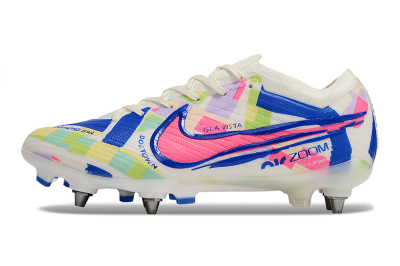 Nike Air Zoom Mercurial Vapor 15 Elite SG Low-Tops Soccer Cleats - Beige/Blue/Yellow/Pink