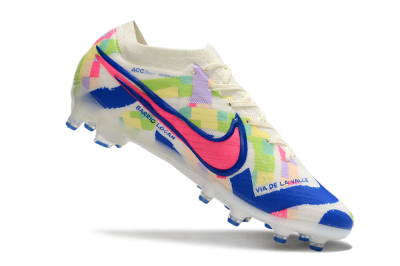 Nike Air Zoom Mercurial Vapor 15 Elite AG Low-Tops Soccer Cleats - Beige/Blue/Yellow/Pink