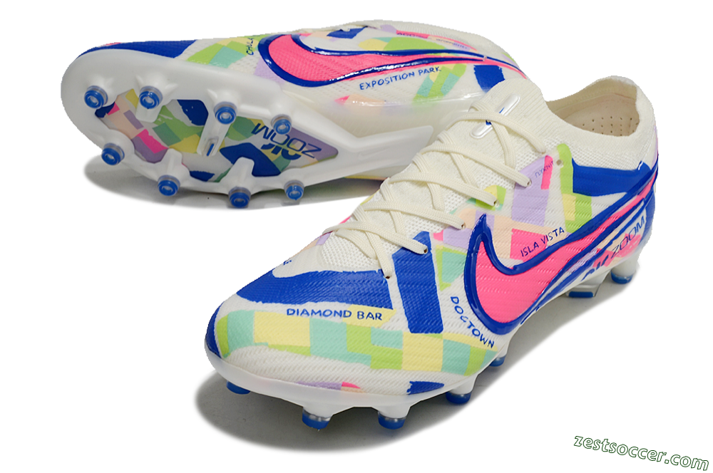 Nike Air Zoom Mercurial Vapor 15 Elite AG Low-Tops Soccer Cleats - Beige/Blue/Yellow/Pink 3