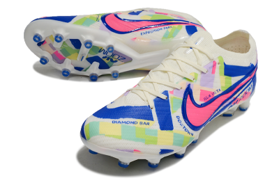 Nike Air Zoom Mercurial Vapor 15 Elite AG Low-Tops Soccer Cleats - Beige/Blue/Yellow/Pink