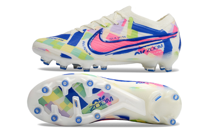 Nike Air Zoom Mercurial Vapor 15 Elite AG Low-Tops Soccer Cleats - Beige/Blue/Yellow/Pink