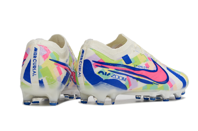 Nike Air Zoom Mercurial Vapor 15 Elite AG Low-Tops Soccer Cleats - Beige/Blue/Yellow/Pink