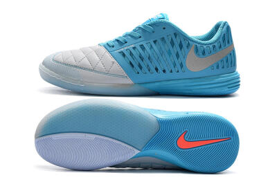 Nike Lunar Gato 2 IC Low-Tops Soccer Shoes - White/Blue/Silver