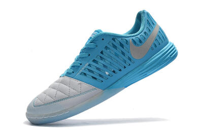 Nike Lunar Gato 2 IC Low-Tops Soccer Shoes - White/Blue/Silver