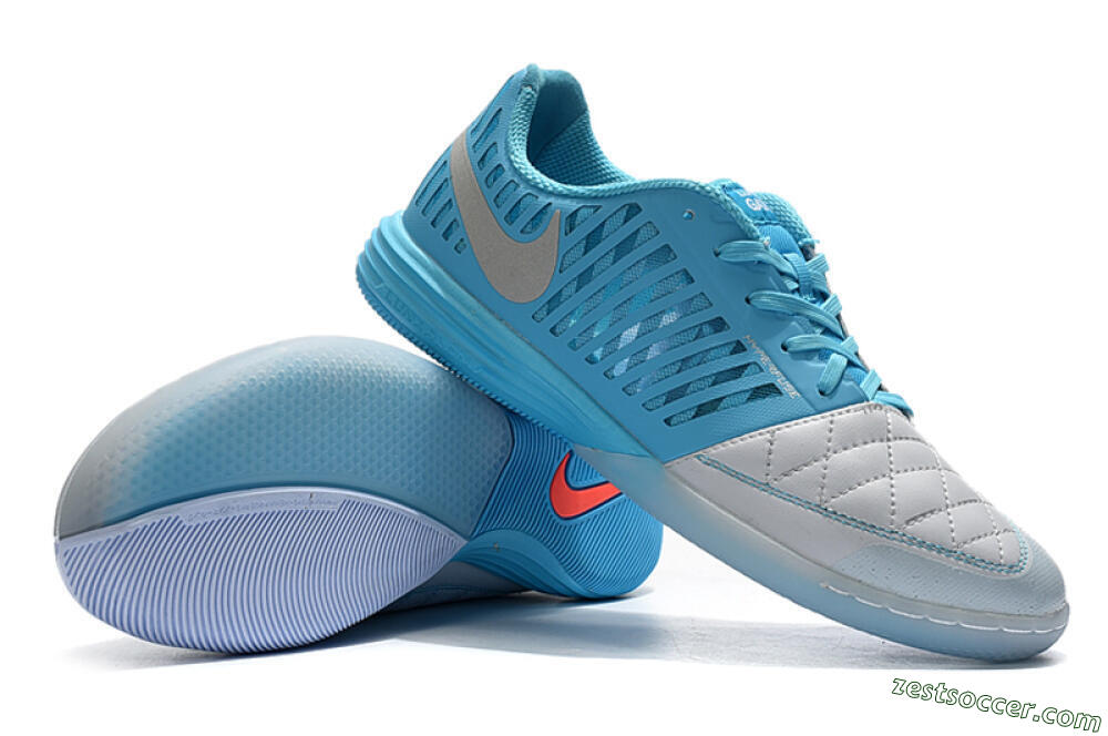 Nike Lunar Gato 2 IC Low-Tops Soccer Shoes - White/Blue/Silver 3
