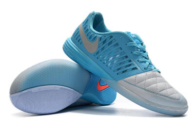Nike Lunar Gato 2 IC Low-Tops Soccer Shoes - White/Blue/Silver