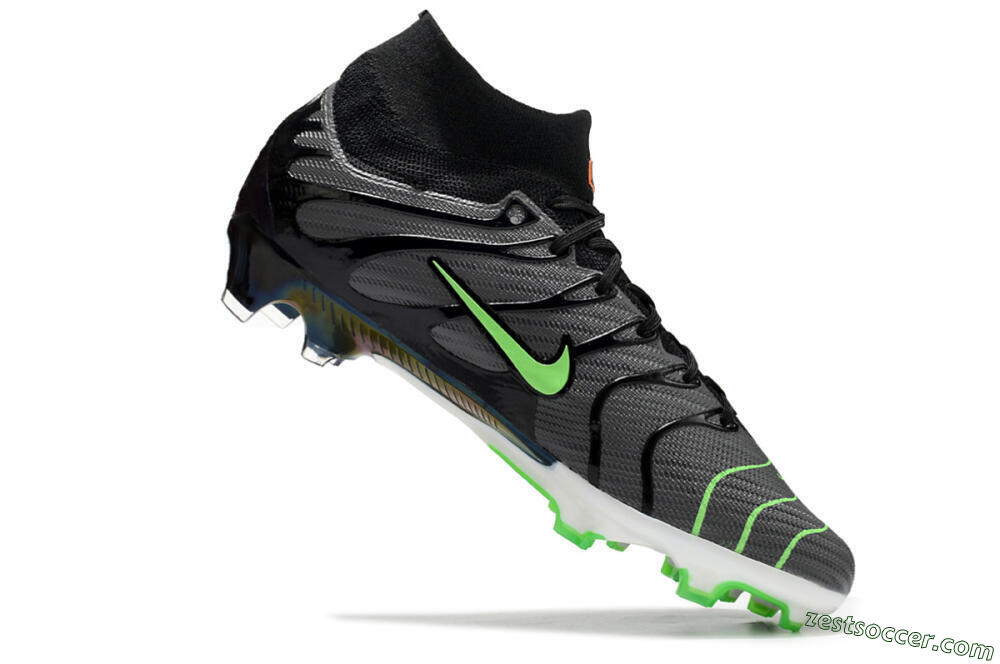 Nike Air Zoom Mercurial Superfly 9 Elite FG High-Tops Soccer Cleats - Silver/Black/Green 4
