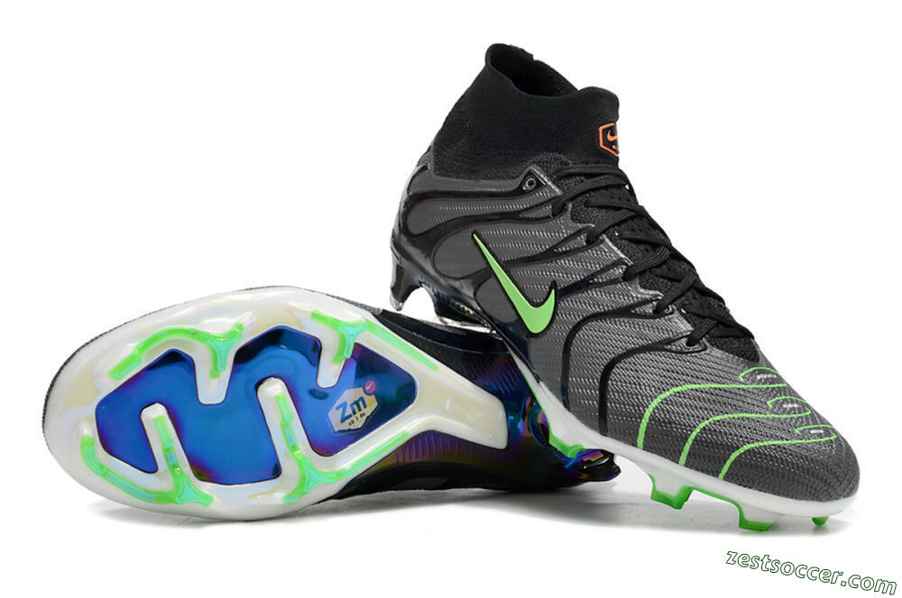 Nike Air Zoom Mercurial Superfly 9 Elite FG High-Tops Soccer Cleats - Silver/Black/Green 1