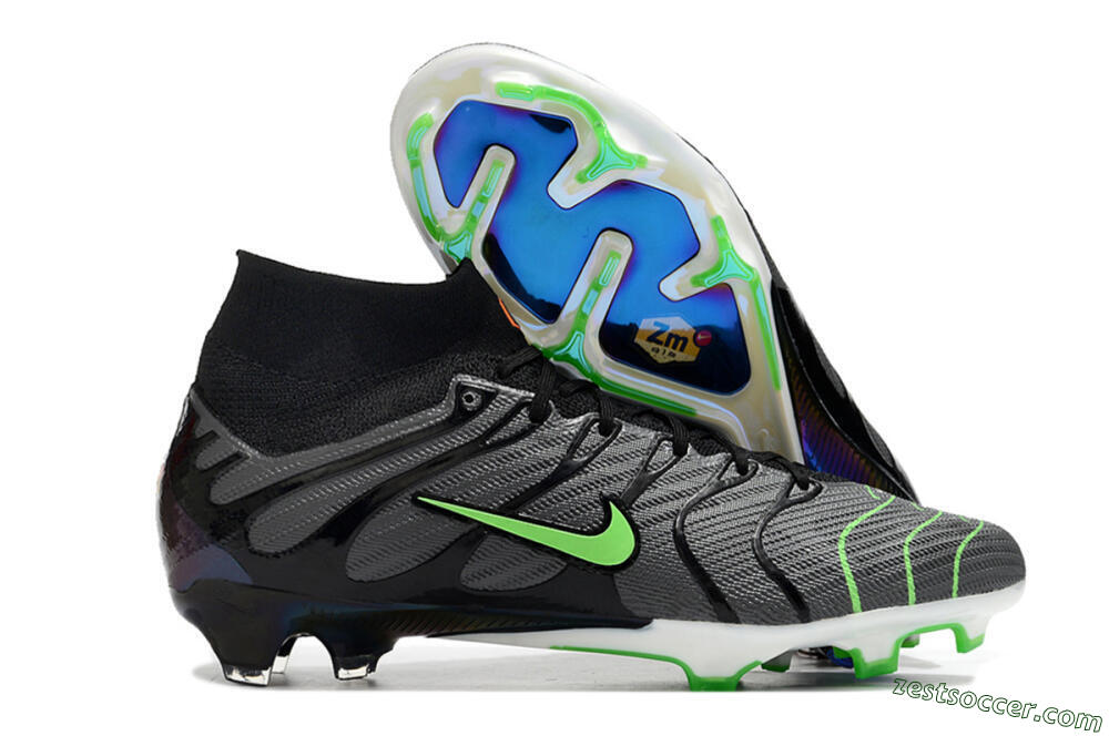 Nike Air Zoom Mercurial Superfly 9 Elite FG High-Tops Soccer Cleats - Silver/Black/Green 0