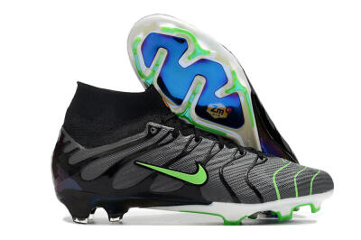 Nike Air Zoom Mercurial Superfly 9 Elite FG High-Tops Soccer Cleats - Silver/Black/Green