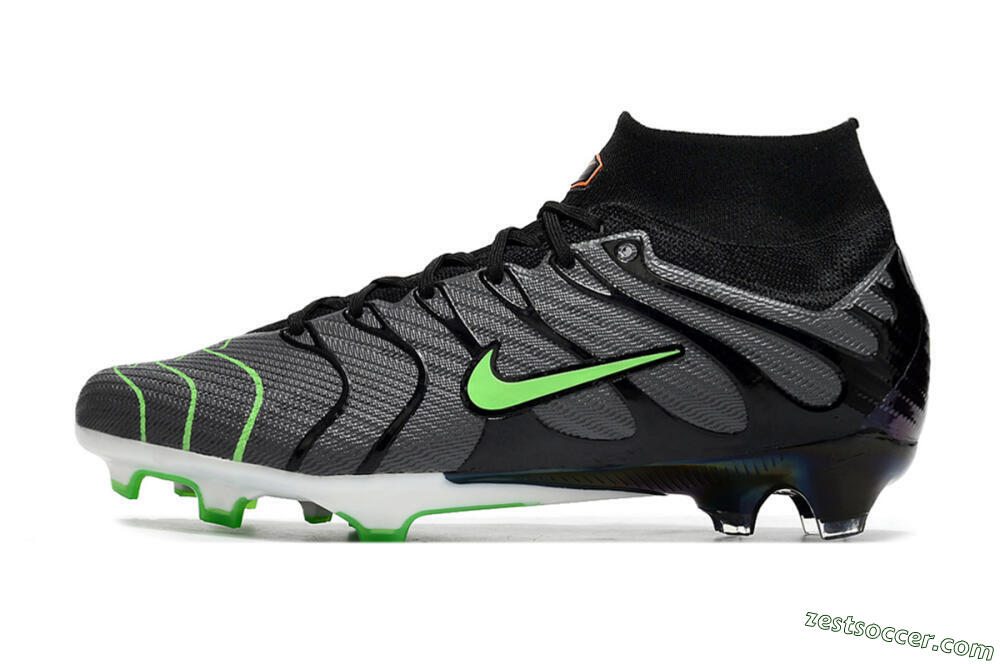 Nike Air Zoom Mercurial Superfly 9 Elite FG High-Tops Soccer Cleats - Silver/Black/Green 2