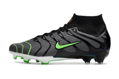 Nike Air Zoom Mercurial Superfly 9 Elite FG High-Tops Soccer Cleats - Silver/Black/Green