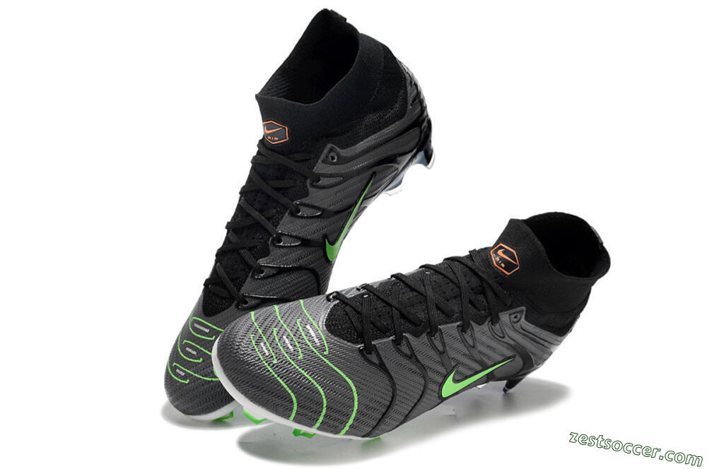 Nike Air Zoom Mercurial Superfly 9 Elite FG High-Tops Soccer Cleats - Silver/Black/Green 3