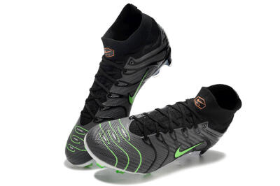 Nike Air Zoom Mercurial Superfly 9 Elite FG High-Tops Soccer Cleats - Silver/Black/Green