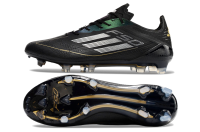 Adidas F50 Adizero FG Low-Tops Soccer Cleats - Black/Gold/Silver