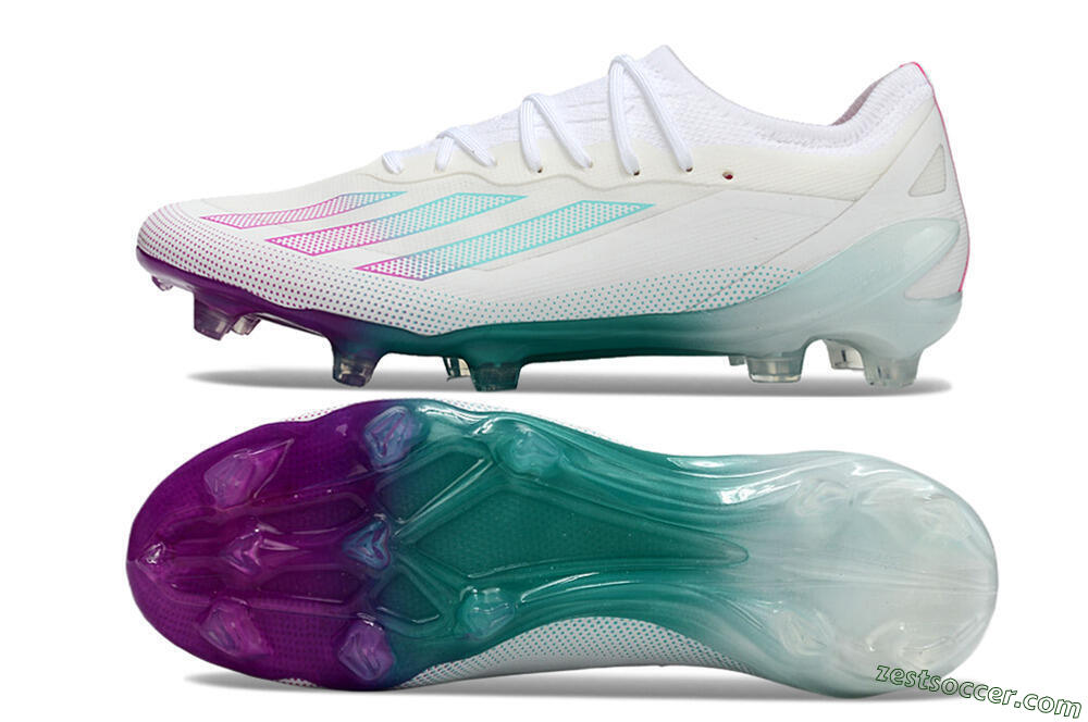Adidas X23 crazyfast.1 Messi FG Low-Tops Soccer Cleats - White/Pink/Green 1