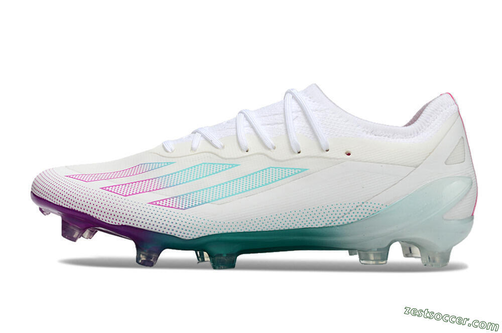 Adidas X23 crazyfast.1 Messi FG Low-Tops Soccer Cleats - White/Pink/Green 2