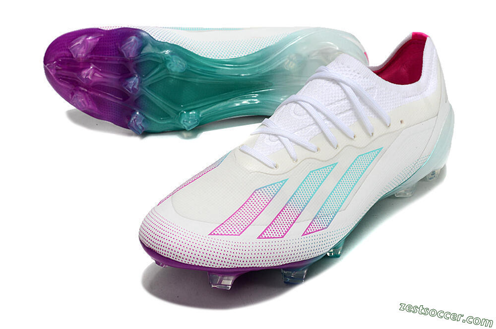 Adidas X23 crazyfast.1 Messi FG Low-Tops Soccer Cleats - White/Pink/Green 3