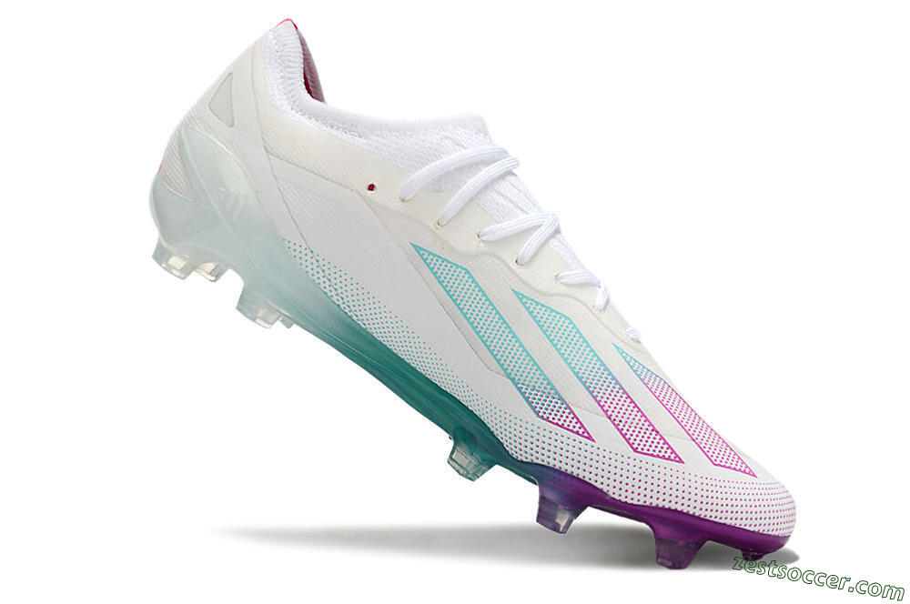 Adidas X23 crazyfast.1 Messi FG Low-Tops Soccer Cleats - White/Pink/Green 4