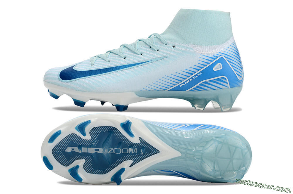 Nike Air Zoom Mercurial Superfly 10 Elite FG High-Tops Soccer Cleats - Jade/White/Blue 1