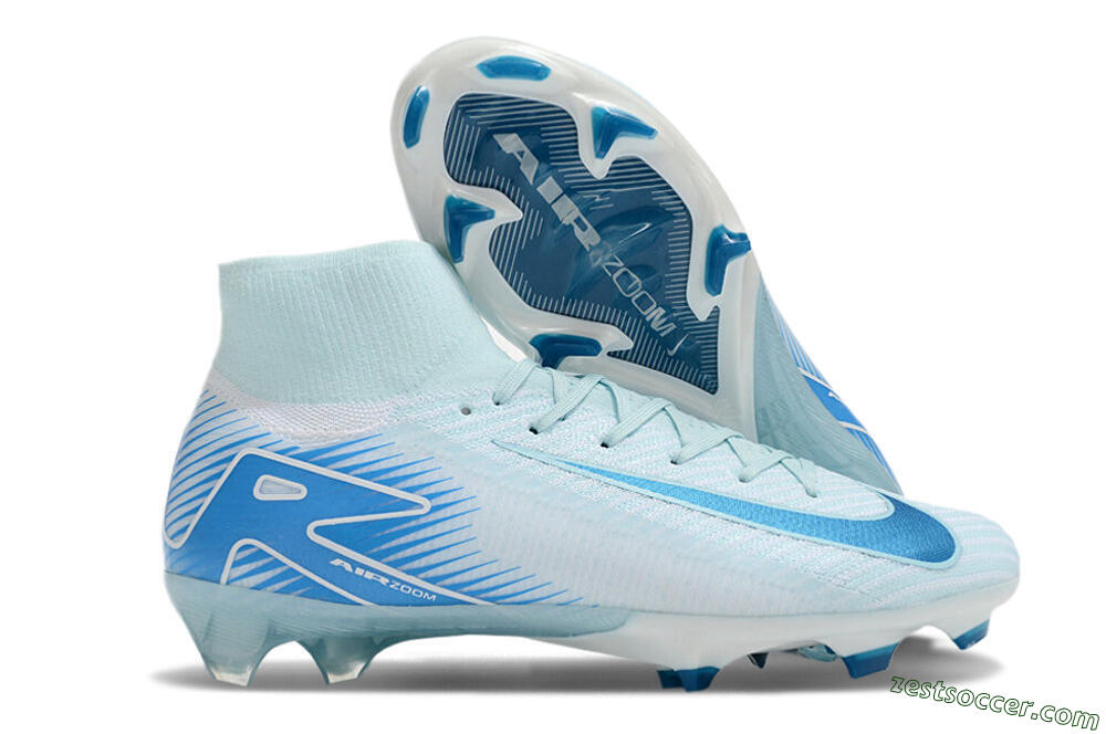 Nike Air Zoom Mercurial Superfly 10 Elite FG High-Tops Soccer Cleats - Jade/White/Blue 0
