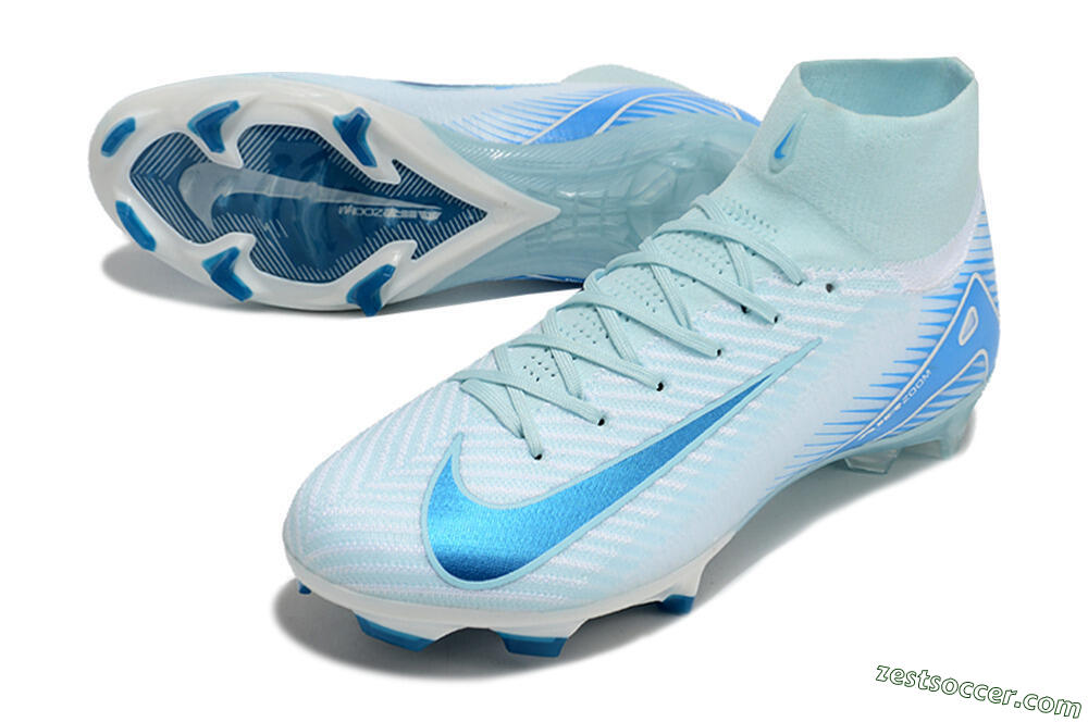 Nike Air Zoom Mercurial Superfly 10 Elite FG High-Tops Soccer Cleats - Jade/White/Blue 3