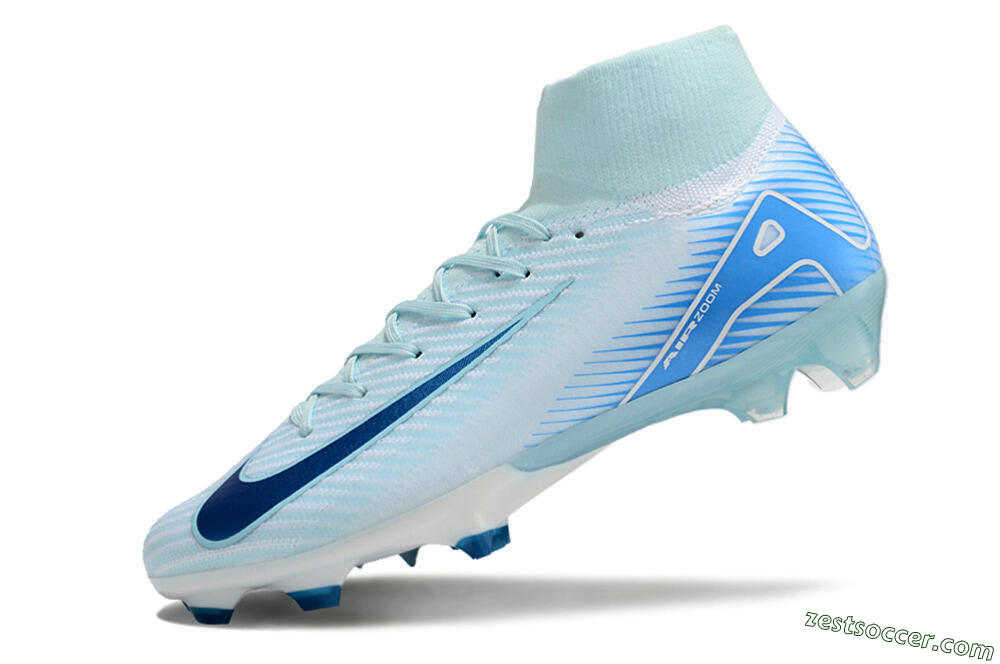 Nike Air Zoom Mercurial Superfly 10 Elite FG High-Tops Soccer Cleats - Jade/White/Blue 5