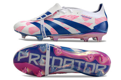 Adidas Predator Elite Foldover Tongue FG Low-Tops Soccer Cleats - White/Pink/Blue