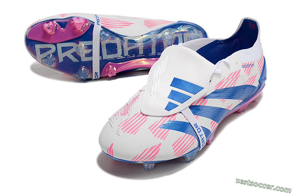 Adidas Predator Elite Foldover Tongue FG Low-Tops Soccer Cleats - White/Pink/Blue 3