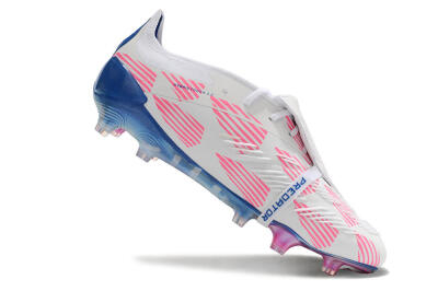 Adidas Predator Elite Foldover Tongue FG Low-Tops Soccer Cleats - White/Pink/Blue