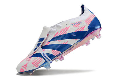 Adidas Predator Elite Foldover Tongue FG Low-Tops Soccer Cleats - White/Pink/Blue