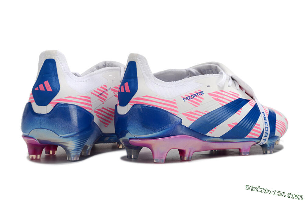Adidas Predator Elite Foldover Tongue FG Low-Tops Soccer Cleats - White/Pink/Blue 6