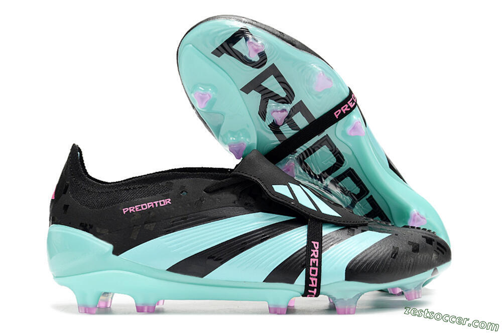 Adidas Predator Elite Foldover Tongue FG Low-Tops Soccer Cleats - Black/Jade/Purple 0