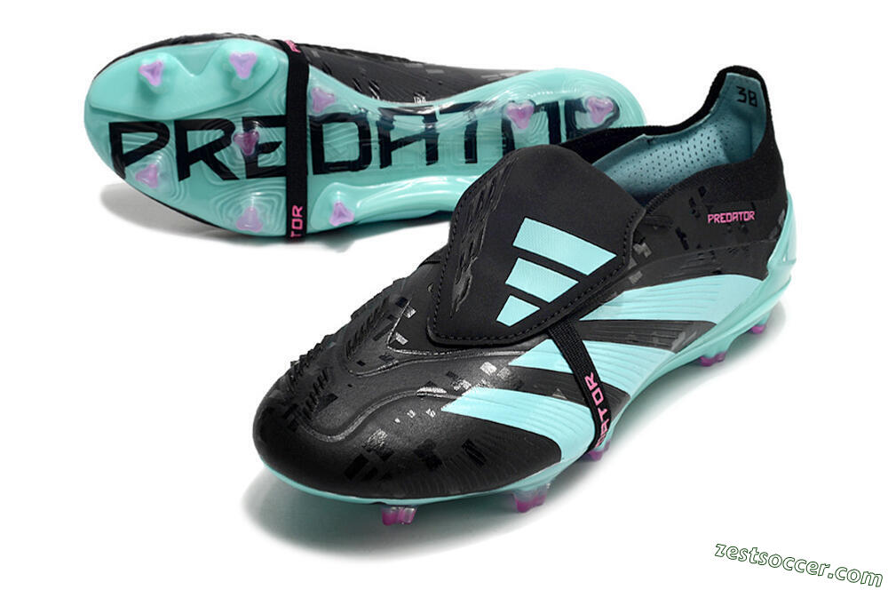 Adidas Predator Elite Foldover Tongue FG Low-Tops Soccer Cleats - Black/Jade/Purple 3