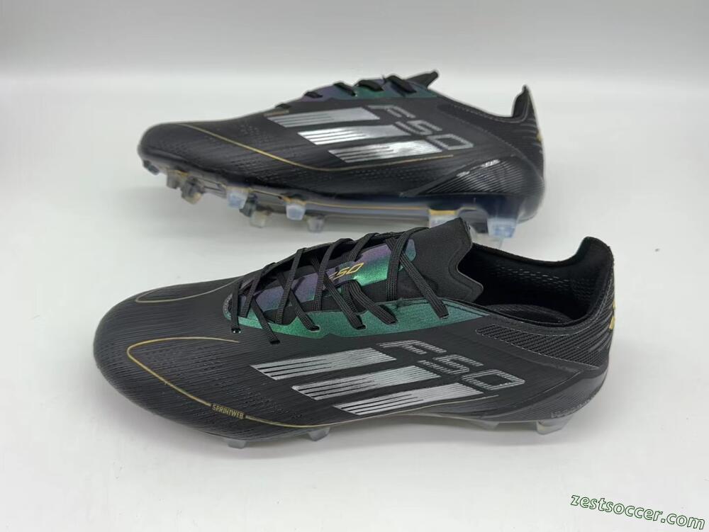 Adidas F50 Adizero FG Low-Tops Soccer Cleats - Black/Gold/Silver
