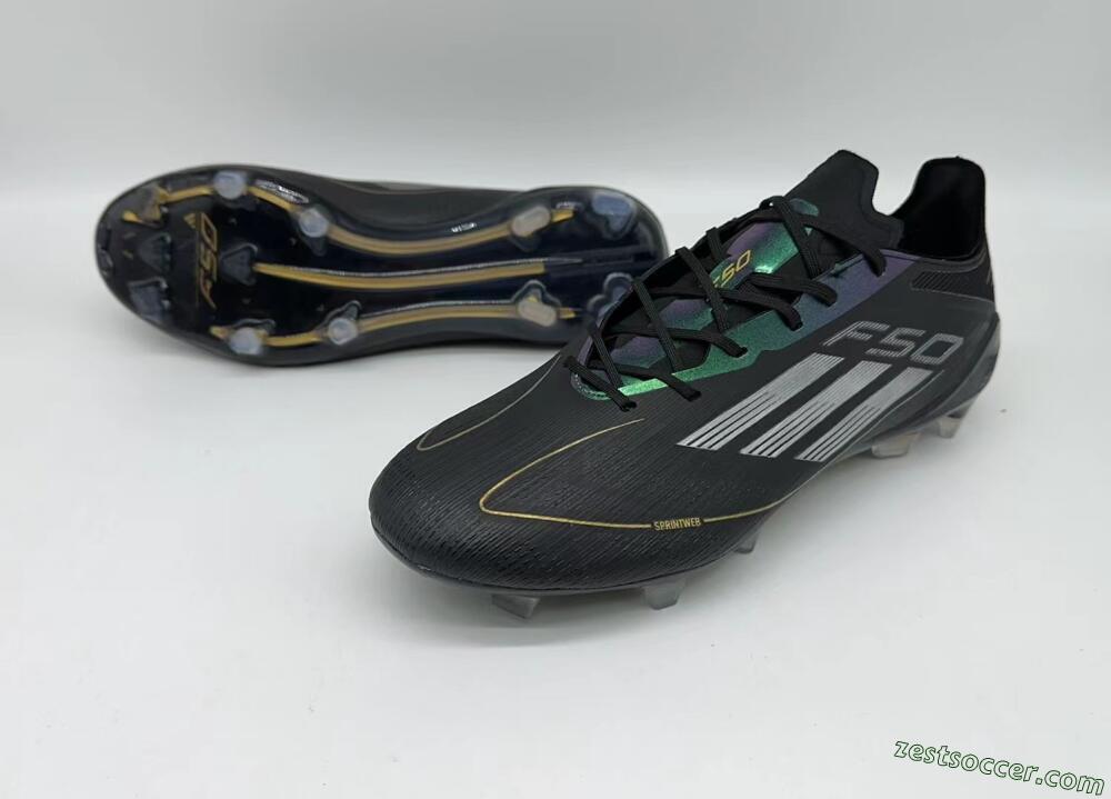 Adidas F50 Adizero FG Low-Tops Soccer Cleats - Black/Gold/Silver