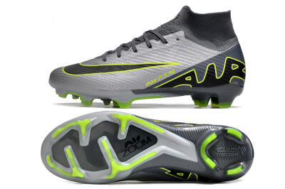 Nike Air Zoom Mercurial Superfly 9 Elite FG High-Tops Soccer Cleats - Silver/Grey/Green